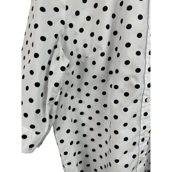 American Sweetheart Womens Size Medium White w/Black Polka Dots 3/4 Sleeve Shirt - Picture 5 of 9